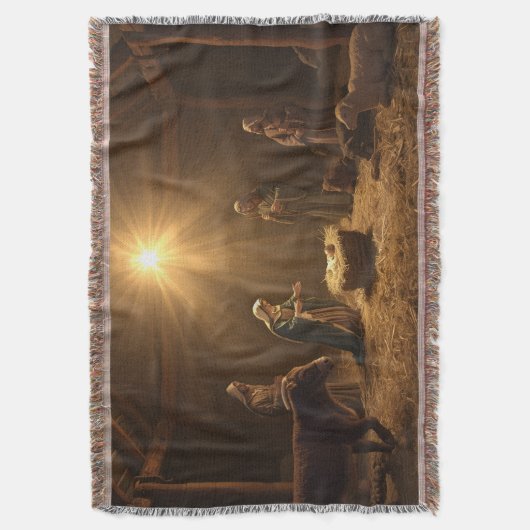 “Silent Night Nativity” Christian Blanket Decke (Vorderseite Vertikal)