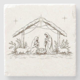 "Silent Night Nativity Steinuntersetzer