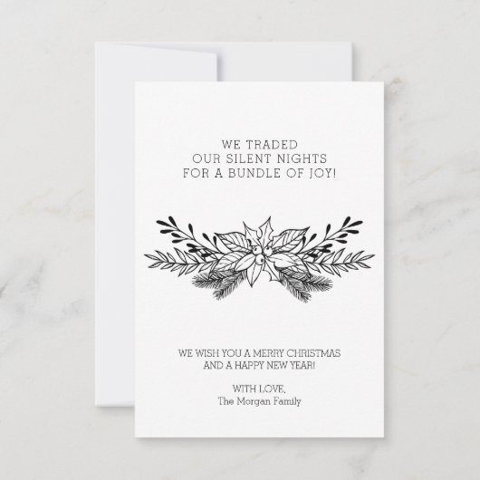 Silent Night New Baby Christmas Foto Cards Dankeskarte (Rückseite)