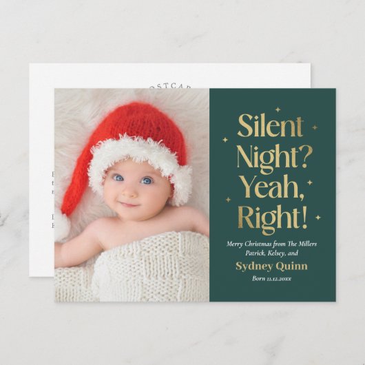Silent Night New Baby Funny Christmas Postkarte (Vorne/Hinten)