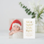 Silent Night New Baby Funny Christmas Postkarte (Stehend Vorderseite)