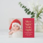 Silent Night New Baby Funny Christmas Postkarte (Stehend Vorderseite)