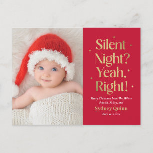 Silent Night New Baby Funny Christmas Postkarte