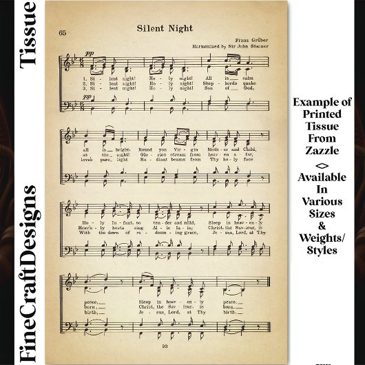 Silent Night Sheet Music DU7F Decoupage Seidenpapier