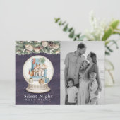 Silent Night Sleeping Animals Snow Globe Photo Feiertagskarte (Stehend Vorderseite)