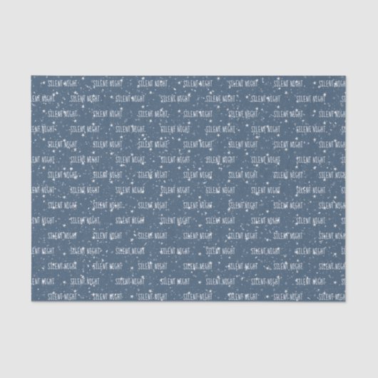 SILENT NIGHT Text auf Sternen und Schnee Seidenpapier (Vorderseite)