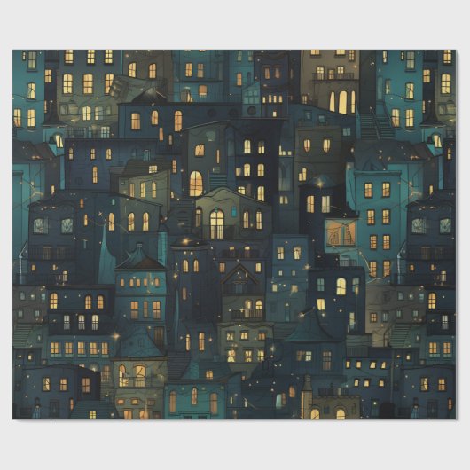Silent Night Windows Wrapping Paper Geschenkpapier (Flach)