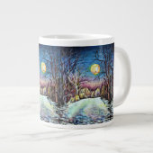Silent Night Winter Full Moon in Schweden Jumbo-Tasse (Vorderseite Rechts)