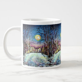 Silent Night Winter Full Moon in Schweden Jumbo-Tasse