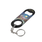 Silent Night Winter Full Moon in Schweden Mini Flaschenöffner (Rückseite Schrägansicht)