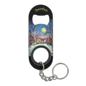 Silent Night Winter Full Moon in Schweden Mini Flaschenöffner (Rückseite)