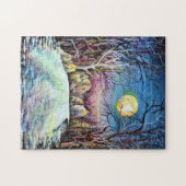 Silent Night Winter Full Moon in Schweden Puzzle (Horizontal)