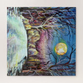 Silent Night Winter Full Moon in Schweden Puzzle (Horizontal)