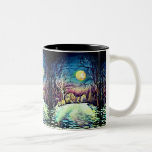 Silent Night Winter Full Moon Schweden Skandinavie Zweifarbige Tasse