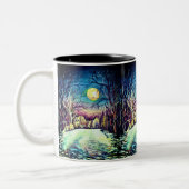 Silent Night Winter Full Moon Schweden Skandinavie Zweifarbige Tasse (Links)