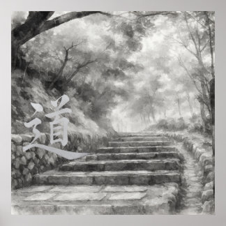 Silent Passage — 道 (The Path) Sumi-e Ink Painting  Poster