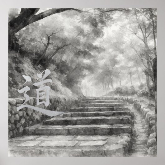 Silent Passage — 道 (The Path) Sumi-e Ink Painting  Poster (Vorne)