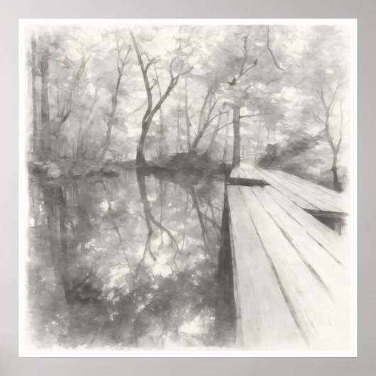 Silent Passage — Ink Painting Wabi-Sabi Reflection Poster (Vorne)