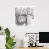 Silent Passage — Ink Painting Wabi-Sabi Reflection Poster (Heimbüro)