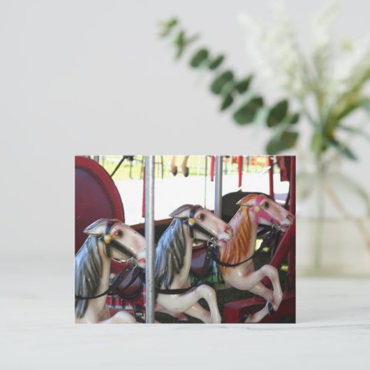 Silent Racers Karussell Pferd Foto Postkarte (Stehend Vorderseite)