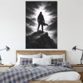 Silent Resolve – Black & White Mountain Canvas Art Leinwanddruck (Insitu (Schlafzimmer))