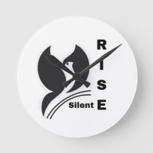 Silent Rise Vogel Logo Minimalistische Schwarze Ka Runde Wanduhr
