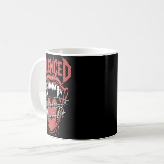Silent Scream Mouth Illustration Kaffeetasse (Vorderseite Links)