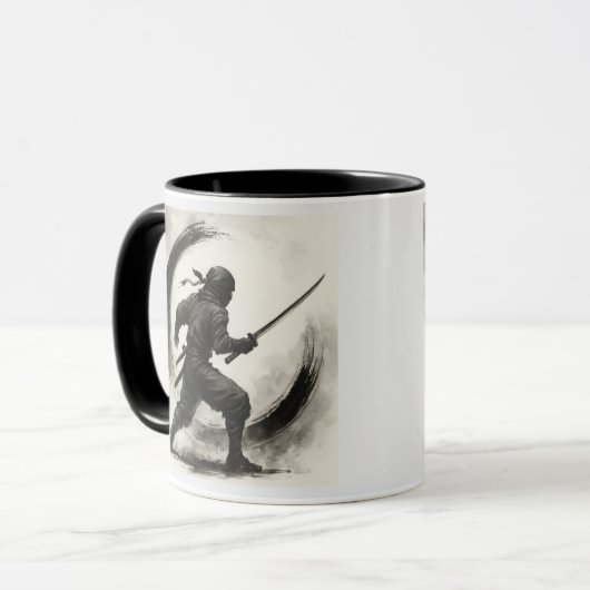 Silent Shadow – Ninja Ink Art Mug Tasse (Vorderseite Links)