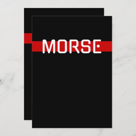 Silent Signal Morse Code Red Line Design Einladung (Vorne/Hinten)