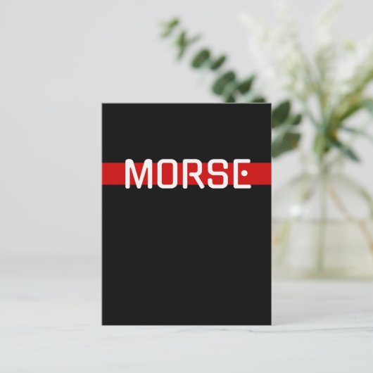 Silent Signal Morse Code Red Line Design Postkarte (Stehend Vorderseite)