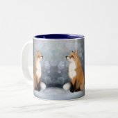 Silent Snowfall Fox Zweifarbige Tasse (Vorderseite Links)