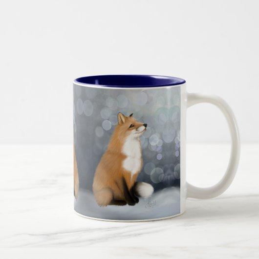 Silent Snowfall Fox Zweifarbige Tasse (Rechts)