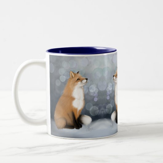 Silent Snowfall Fox Zweifarbige Tasse (Links)
