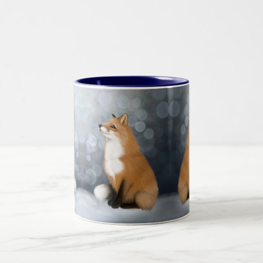 Silent Snowfall Fox Zweifarbige Tasse (Mittel)