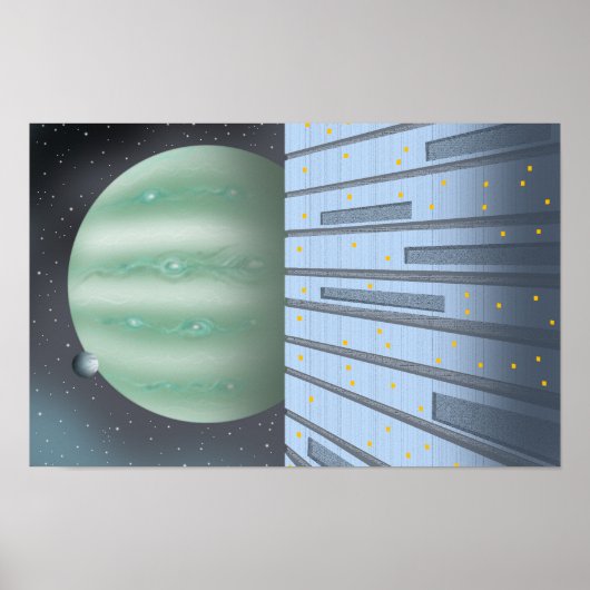 Silent spaceport overlooking an unknown planet. poster (Vorne)