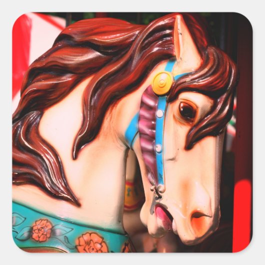 Silent Steed Carousel Pferd Quadratischer Aufkleber (Vorderseite)