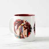 Silent Steed Carousel Pferd Zweifarbige Tasse (Vorderseite Links)