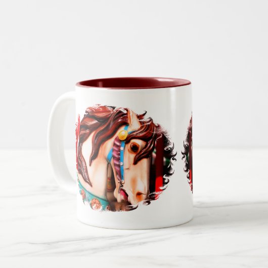 Silent Steed Carousel Pferd Zweifarbige Tasse (Vorderseite Links)
