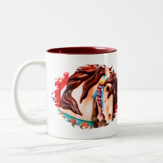 Silent Steed Carousel Pferd Zweifarbige Tasse (Links)