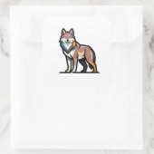 Silent Strength Wolf Illustration Quadratischer Aufkleber (Tasche)