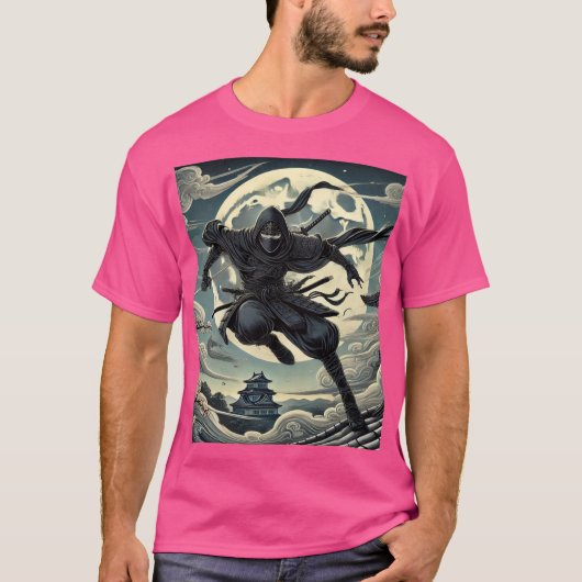 Silent Warrior: Ninja Under the Moon T-Shirt (Vorderseite)