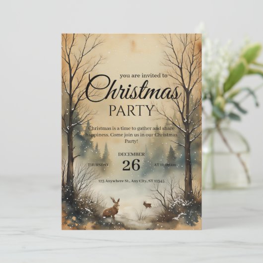 Silent Watch in the Winter Holiday Invitation Card Einladung (Stehend Vorderseite)