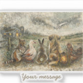 Silent Watching Whimsical Farmhouse Animals Aufkleber (Vorderseite)