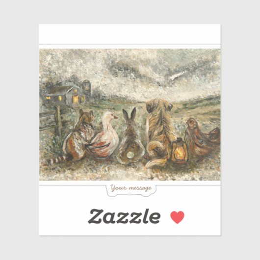 Silent Watching Whimsical Farmhouse Animals Aufkleber (Blatt)