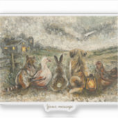 Silent Watching Whimsical Farmhouse Animals Aufkleber (Vorderseite)