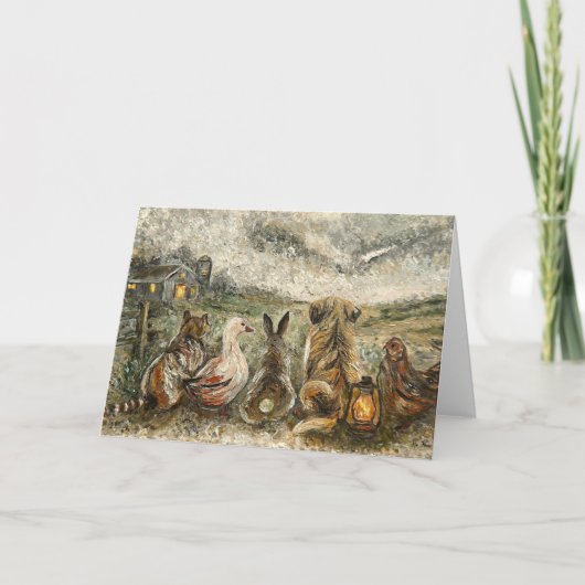 Silent Watching Whimsical Farmhouse Animals  Karte (Vorderseite)