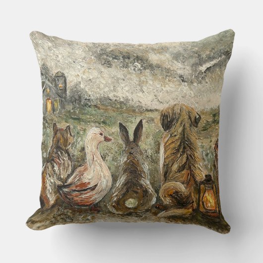 Silent Watching Whimsical Farmhouse Animals  Kissen (Vorderseite)