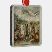 Silent Watching Whimsical Farmhouse Animals  Ornament Aus Metall (Rechts)