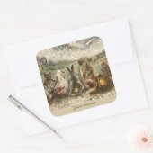 Silent Watching Whimsical Farmhouse Animals  Quadratischer Aufkleber (Umschlag)