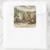 Silent Watching Whimsical Farmhouse Animals  Quadratischer Aufkleber (Tasche)